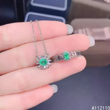 Комплект женских колец из серебра 925 пробы с натуральным камнем