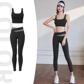 Комплекты одежды для йоги, женские леггинсы с высокой талией и топ, комплект из двух предметов, ударопрочный спортивный костюм, одежда для фитнеса и тренировок, одежда для спортзала