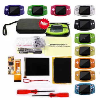Комплекты жк-модов V2 GBA, Корпус Корпуса, сумка для хранения для Gameboy, замена заранее, IPS подсветка, 10 уровней яркости