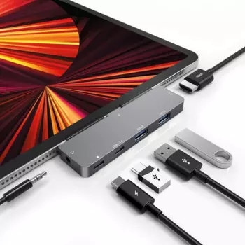 Концентратор USB C для iPad Pro 11/12, 9 дюймов, адаптер для iPad Air 5,6 в 1, док-станция для iPad Pro HUB с 4K HDMI, разъем для наушников 3,5 мм