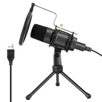 Конденсаторный микрофон FooHee, USB, с функцией шумоизоляции и подставкой, подходит для проведения прямых трансляций и онлайн-игр, чат 518