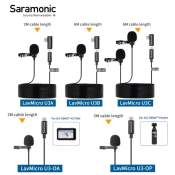 Конденсаторный петличный микрофон Saramonic LavMicro U3 Type-C для ПК Android iPhone DJI OSMO™Карманный потоковый видеорегистратор Youtube