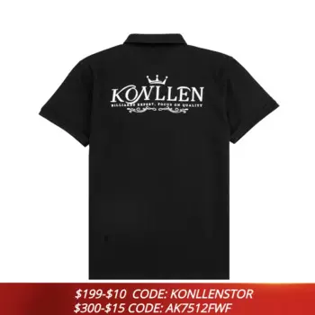 KONLLEN Pool Cues Billiards Мужская футболка-поло Черно-белая мужская брендовая футболка с коротким рукавом Мужская летняя хлопковая футболка