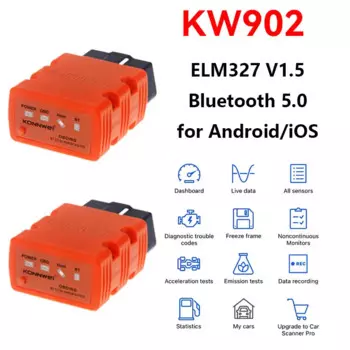 KONNWEI KW902 Bluetooth 5.0 ELM327 V1.5 Автоматический сканер OBD2 Автомобильные диагностические инструменты ELM 327 V 1 5 OBD 2 считыватели кодов для Android iOS