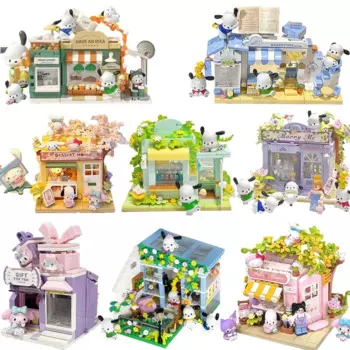 Конструктор Sanrio, кукла полакко, уличный вид, мультяшный помпон, пурин куроми, декоративная модель, Детская кавайная игрушка, подарок на день рождения
