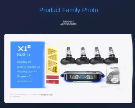 Контроль давления в шинах Steel Mate Tpms, встроенный внешний датчик давления в шинах X1 + Plus, высокоточный осмотр шин на солнечной батарее