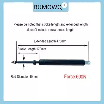 Контролируемая газовая пружина BUMOWQ 600N черная сталь