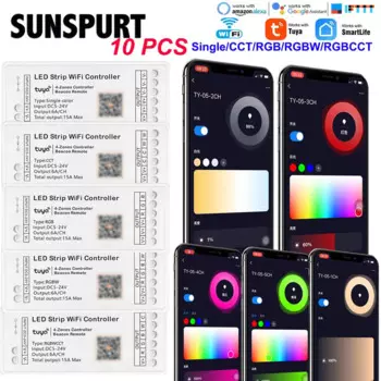 Контроллер для светодиодной ленты, 4 зоны, Wi-Fi, 2,4 ГГц, 6 А