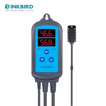 Контроллер влажности INKBIRD IHC-200 с датчиком влажности, предварительно проводный интеллектуальный контроллер влажности с двойным выходом для пивоварения, разведения