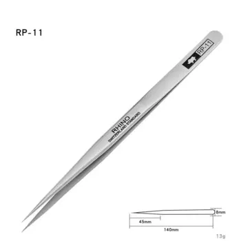 Пинцет RHINO из нержавеющей стали с прецизионным прямым изогнутым наконечником для электроники, пайки, изготовления ювелирных изделий, серии RP