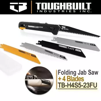 Пила ToughBuilt Складная 5 в 1 с 4 лезвиями, предназначенными для резки дерева, пластика, металла и гипсокартона