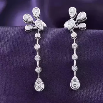 Корейская версия, Круглые Подвесные серьги в форме капли воды, серьги-гвоздики из 18-каратного золота с натуральными бриллиантами, подвесные свадебные серьги с натуральными бриллиантами
