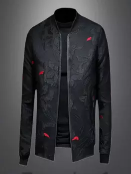Корейская версия модной мужской куртки с принтом, приталенная деловая куртка в стиле ретро, осенняя куртка-бомбер, мужские пальто