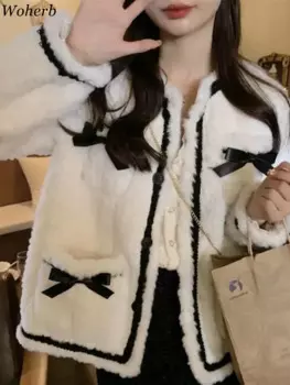 Корейский темпераментный пиджак, женская одежда, топы с бантом, винтажные пиджаки с длинным рукавом и круглым вырезом, женская одежда для офиса, женские модные пальто, 2024