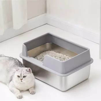 Коробка для кошачьего туалета с высокой крышкой и подножкой, полуавтоматическая быстрая очистка, большая коробка из нержавеющей стали и пластика с ковшом