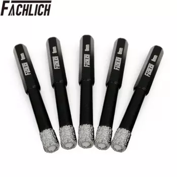 Корончатое сверло с шестигранным хвостовиком, коронка для алмазного сверления плитки, сухое сверло для плитки, фарфора, 8 мм, 5 шт.