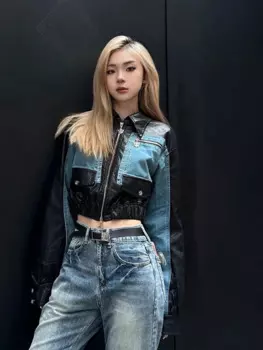 Короткая джинсовая куртка для женщин, весна-осень, Пряная модная универсальная куртка для девочек, трендовая Женская одежда, Женская куртка