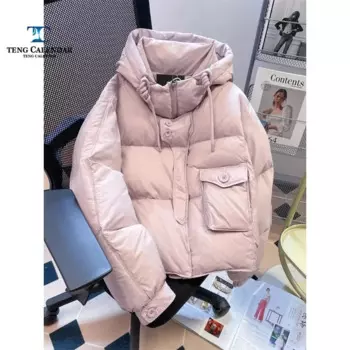 Короткая пуховая куртка из хлопка, Европейский нишевой дизайн, маленькое тело, Толстая куртка с капюшоном, Женский Зимний новый стиль