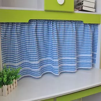 Короткая занавеска DZQ красная/синяя клетчатая