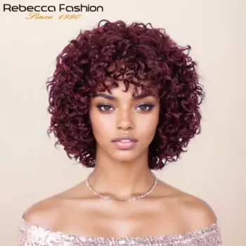 Короткие кудрявые парики Rebecca, парики из человеческих волос, парики из малазийских натуральных волос, парики без клея из человеческих волос