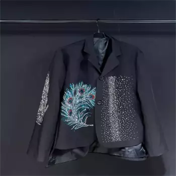 Короткий черный сценический костюм с ласточкиным хвостом, куртка, Новинка весна-осень 2024, Свободное пальто для пожилых людей