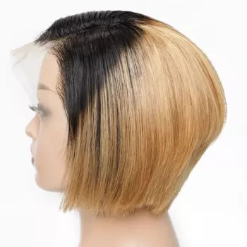 Короткий парик Ombre Honey Blonde Pixie Cut Bob, предварительно выщипанный бразильский прямой парик 13x4, кружевной фронтальный парик для чернокожих женщин, 100% реальное изображение