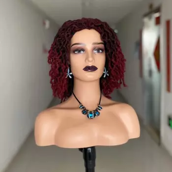 Короткий синтетический парик Nu Locs Dreadlock бордовый красный цвет плетеные вязаные плетеные волосы парики для черных женщин для повседневвечерние