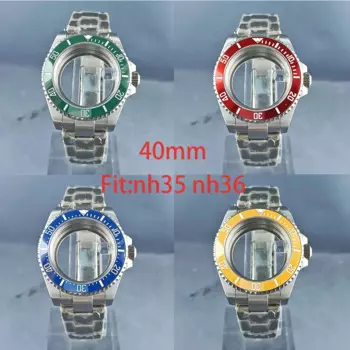 Корпус часов NH34 NH35 NH36 40 мм подходит для механизма NH34 NH35 NH36, корпус из нержавеющей стали, сапфировое стекло, 120 кликов