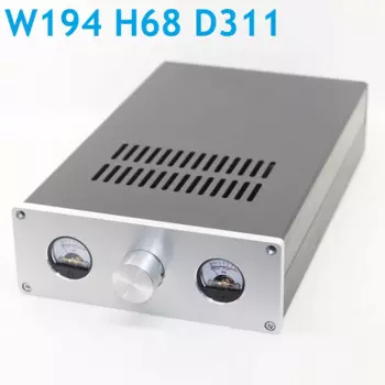 Корпус Корпуса корпуса W194 VU Meter, алюминиевый двухканальный ЦАП Декодер, корпус усилителя мощности, корпус, трубчатый усилитель, коробка для наушников Hi-Fi