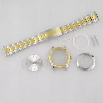 Корпус NH35, 41 мм, ремешок для Datejust, устричный ремешок из нержавеющей стали, циферблат, светящиеся стрелки, сапфировое стекло, подходит для механизма NH35