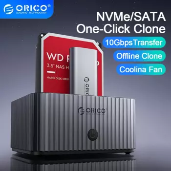 Корпус ORICO M.2 NVME SSD Type-C Док-станция для жесткого диска 10 Гбит/с для NVME M.2 2,5/3,5-дюймового жесткого диска/SSD с автономным клоном для ПК