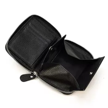 Кошелек Luufan из натуральной кожи для монет, черный короткий кошелек из натуральной кожи, кошелек на молнии для монет, карт, Карманный Кошелек для мужчин и женщин