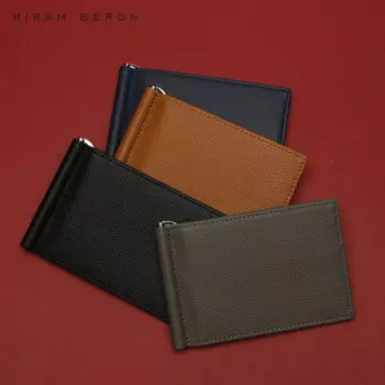 Кошелек мужской из натуральной кожи, с зажимом для денег