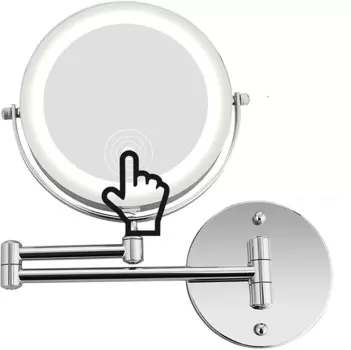 Косметическое зеркало светодиодный светодиодным освещением, настенное освещение с подсветкой, увеличительное зеркало с отсеками 1x/10x, косметическое зеркало на 360 °