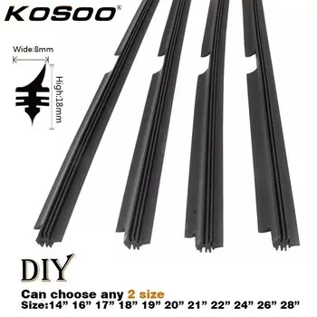 KOSOO 2 шт. автомобильный вставка автомобиля натуральный каучук для Валео типа стеклоочистителя только (заправка) 8 мм 14 "16" 17 "18" 19 "20" 21 "22" 24 "26" 28"