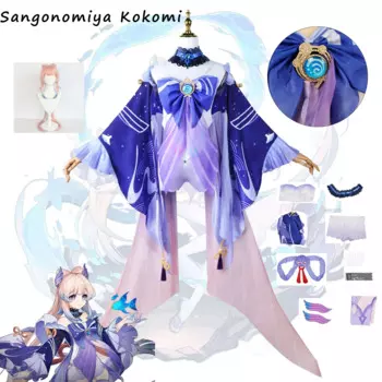 Косплей-костюм Sangonomiya Kokomi Genshin ударопрочный парик «глаз Бога» полный комплект косплей для Хэллоуина карнавальные костюмы