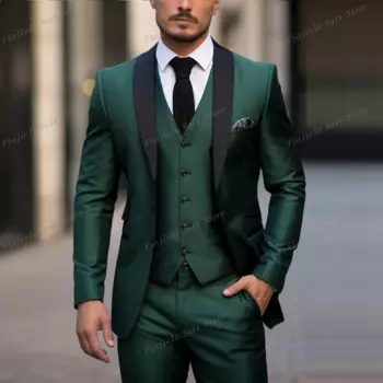 Костюм деловой мужской из блейзера, жилета и брюк