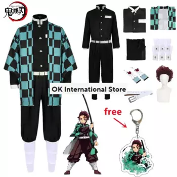 Костюм для косплея аниме Kamado Tanjirou, костюм для Хэллоуина, рассекающий демонов, мультяшный киметасу, костюм для детей и взрослых, подарки