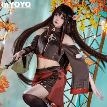 Костюм для косплея HuTao InYOYO Genshin Impact, модная повседневная одежда, игровой костюм Ху Тао, крутая униформа, Женский костюм для Хэллоуина