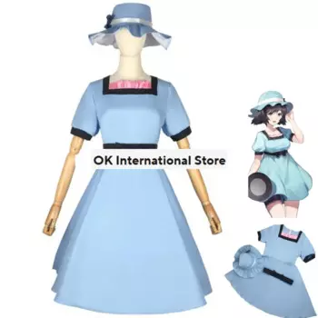 Костюм для косплея из аниме «Steins Gate», голубое платье принцессы, шляпа, милый Карнавальный костюм для взрослых женщин