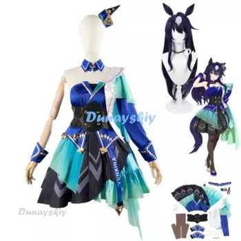 Костюм для косплея из игры Umamusume: Pretty Derby Verxina, парик на одно плечо, вечернее платье, юбка принцессы, Женский кавайный карнавальный костюм