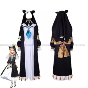 Костюм для косплея йочи Мари из аниме «Синяя архив», костюм-монахиня, платье, черная накидка, пальто для взрослых женщин, карнавальный костюм на Хэллоуин