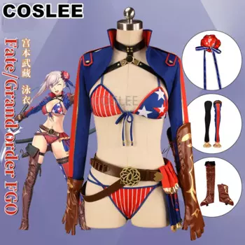 Костюм для косплея Миямото Мусаси COSLEE Fate/Grand Order, красивый купальник бикини, купальник, летний купальный костюм, женская одежда