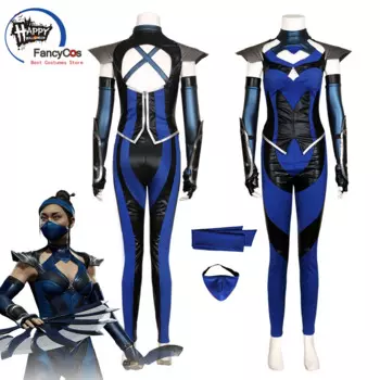 Костюм для косплея Mortal Kombat 11 Kitana Kahn, маска для лица MK 11, костюм принцессы Kitana, костюм для взрослых, костюмы на Хэллоуин для женщин