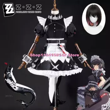 Костюм для косплея Zenless Zone Zero Ellen Joe, парик, платье горничной, Униформа, хвост, Виктория, уборка, новый женский костюм Eridu на Хэллоуин
