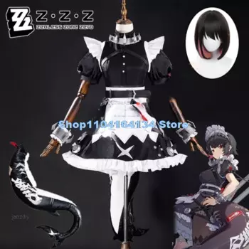 Костюм для косплея Zenless Zone Zero Ellen Joe, парик, платье горничной, Униформа, хвост, Виктория, уборка, новый женский костюм Eridu на Хэллоуин