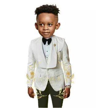 Костюм для мальчика из трех предметов, свадебный смокинг, официальное вечернее платье, пиджак, брюки, жилет, детский Блейзер, модный костюм на заказ