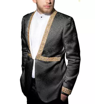 Костюм для мужчин черный Жаккардовый мужской костюм свадебное платье для жениха смокинг мужской Костюм приталенный под заказ Лучший мужской костюм из 2 предметов Блейзер + брюки