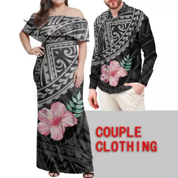 Костюм для пары под заказ 7XL рубашка большого размера 6XL полинезийское традиционное племя этнический стиль Мужская рубашка с длинным рукавом