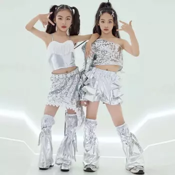 Костюм джазовый женский с серебряными блестками, уличная танцевальная одежда, костюм для выступлений в стиле хип-хоп, модный костюм для выступлений на сцене, VDL1063, на лето